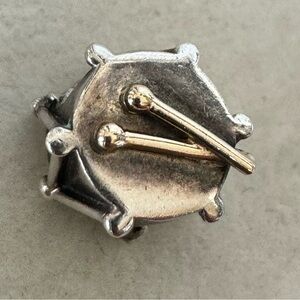 Genuine Pandora two tone Drum Charm with Golden Drumsticks 790412 -